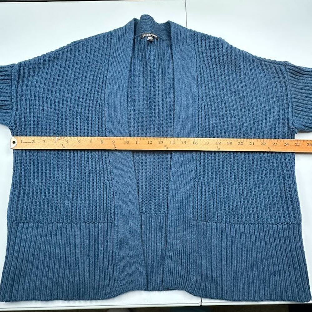 Eileen Fisher Sweater Womens Small Teal Open Cardigan Ribbed Cashmere Organic - Picture 10 of 13